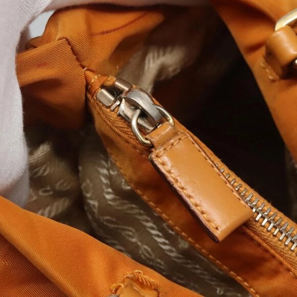 PRADA Shoulder Bag Nylon Orange Gold Auth EC663 - Picture 12 of 16